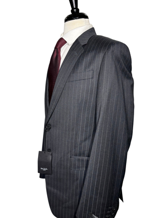 Paul Smith Mens Charcoal Pinstripe Half Canvassed Notch Lapel Slim Fit 2-Button Wool Suit  - 40R