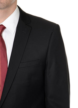 Raphael BLAZERS Raphael Regular Fit Solid Black Two Button Blazer Suit Jacket