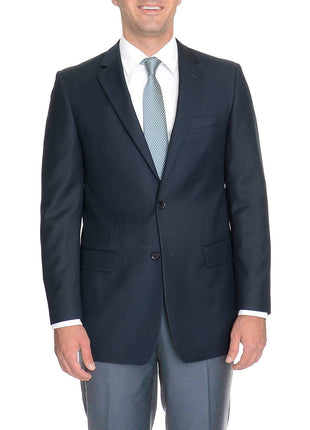 Raphael BLAZERS Raphael Regular Fit Solid Navy Blue Two Button Blazer Suit Jacket