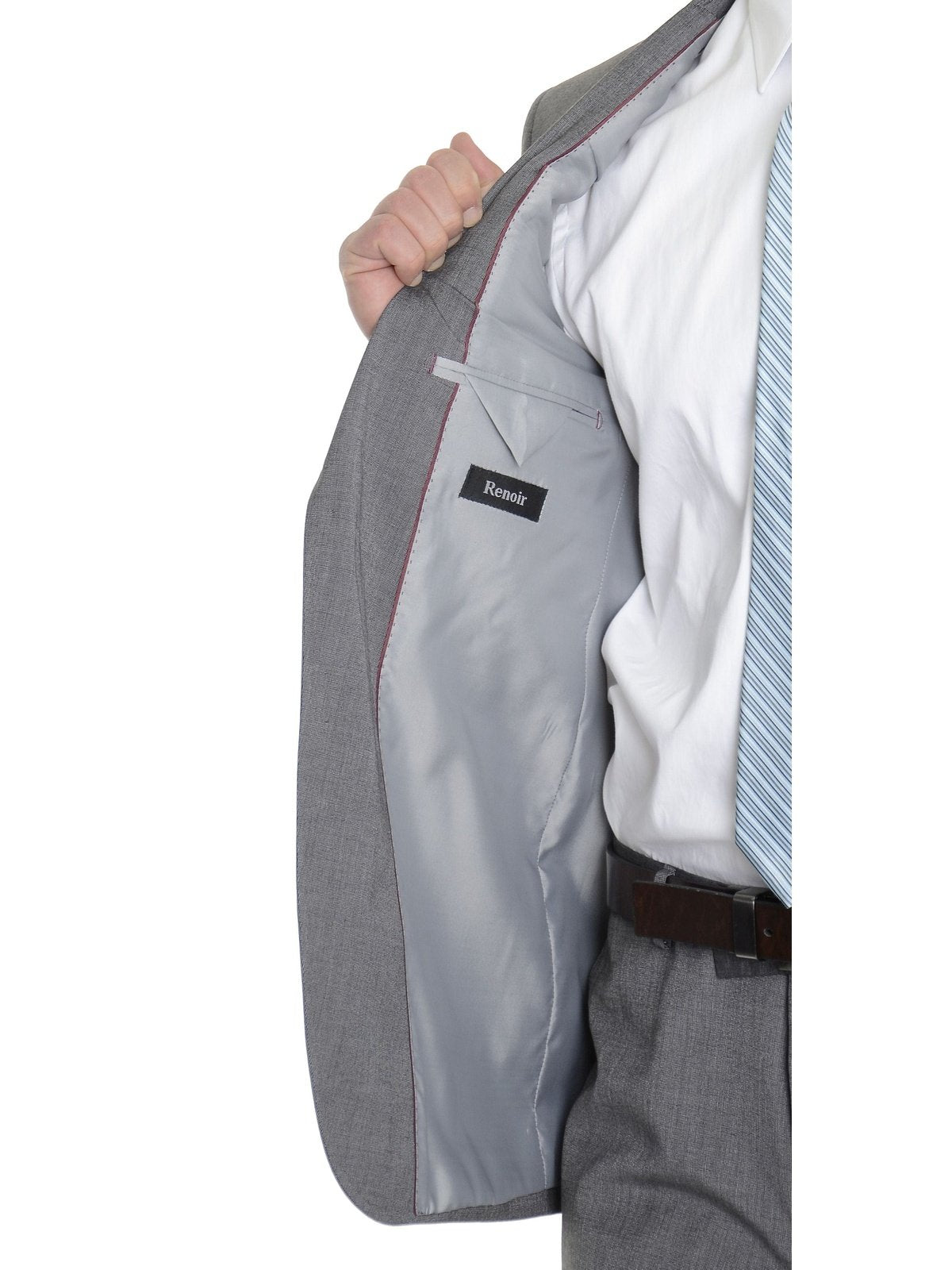 Raphael Sale Suits Raphael Semi Solid Medium Gray Tic Weave Two Button Suit