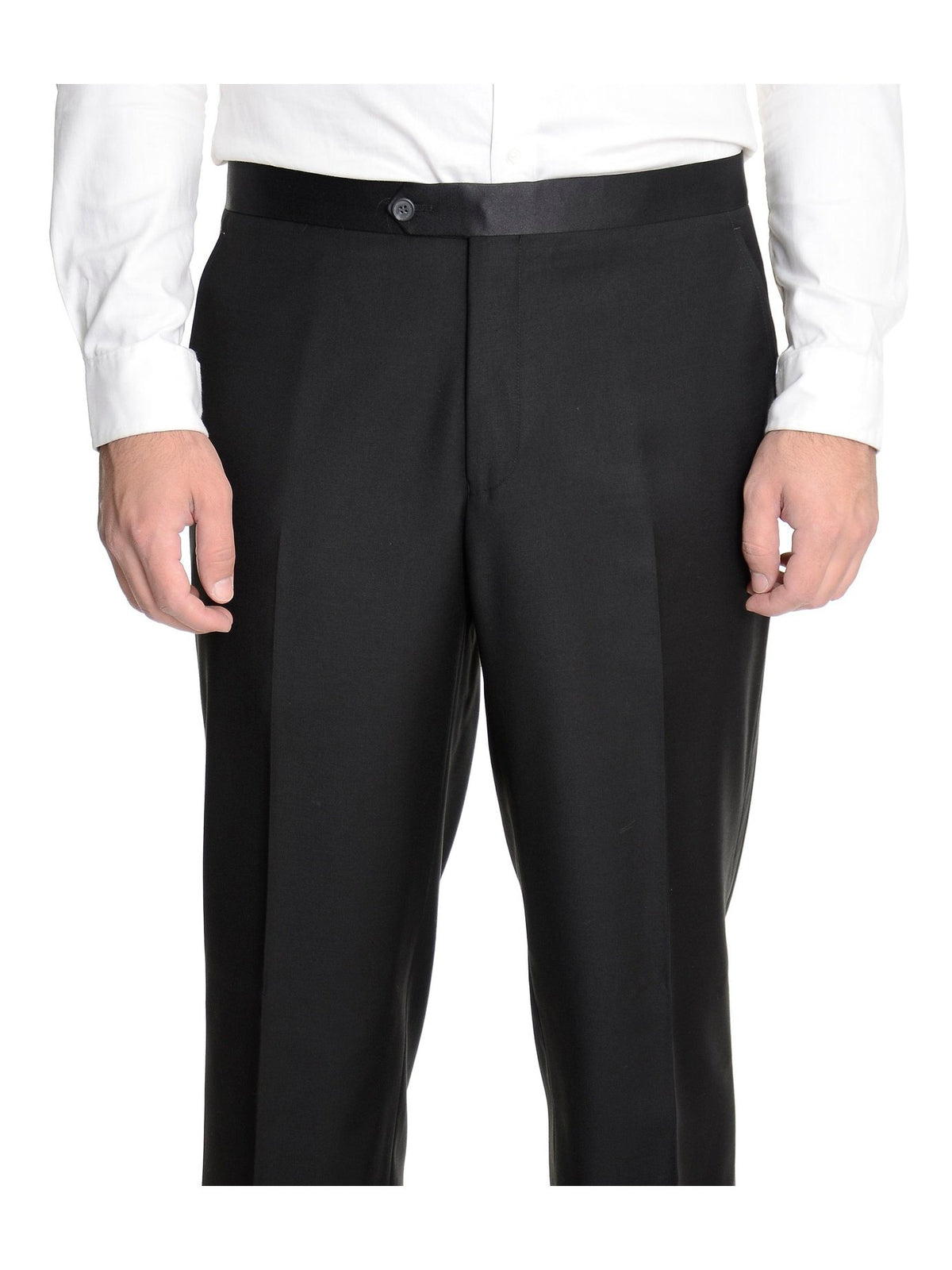 Raphael TUXEDOS Raphael Solid Black Tuxedo Tux Suit With Satin Stripe On Pants