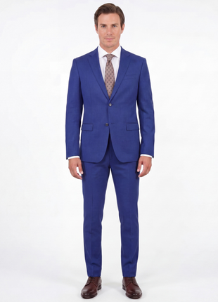 John Varvatos Mens Blue Textured Slim Fit 100% Wool 2 Piece Suit