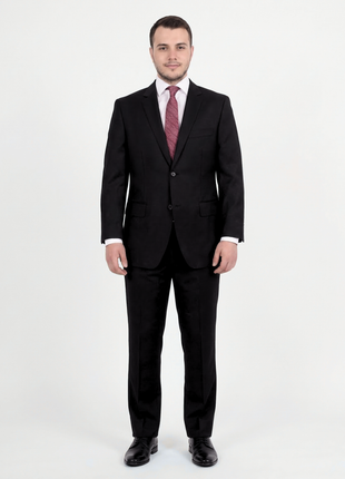 Giorgio Cosani Regular Fit Solid Black Two Button Wool Suit - The Suit Depot
