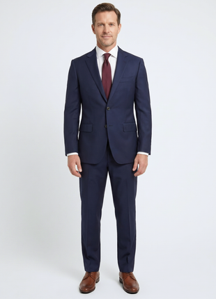 Sartoria Mazara Mens Navy Blue Classic Fit Wool Silk 2 Piece Suit