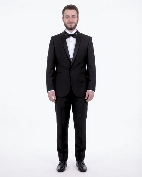 Shop Gino Vitale Black Man Made Material Tuxedo | The Suit Depot