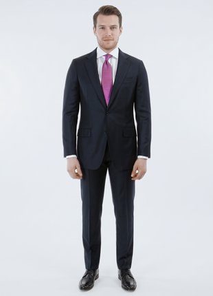 Sartoria Mazara Mens Solid Navy Blue Classic Fit Wool Cashmere 2 Button suit