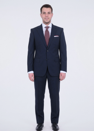 Mens Napoli Slim Fit Solid Blue Half Canvassed Marzotto Wool Suit