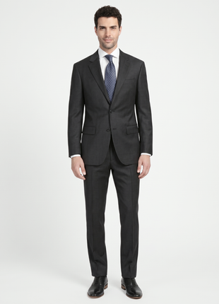 Ferrecci Mens Gray Plaid Classic Fit Wool Blend 2 Piece Suit