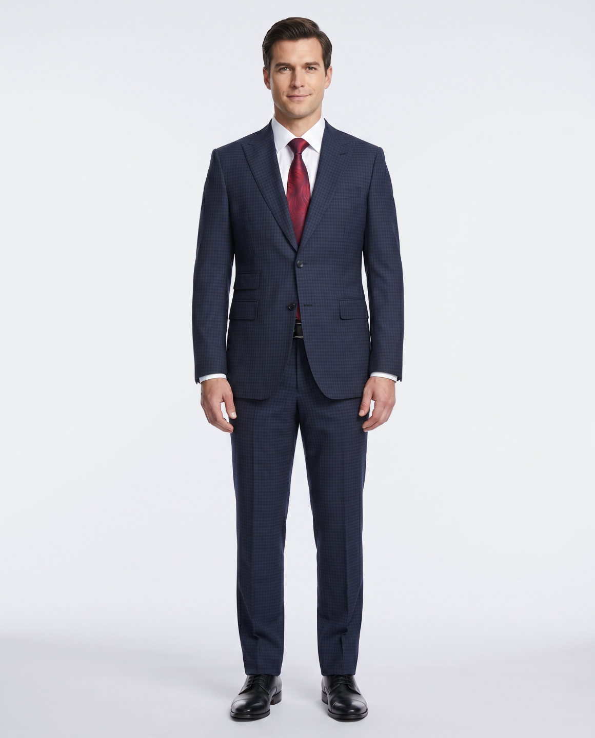 English Laundry Navy And Black Check Slim Fit Peak Lapel Wool Suit, 46 / Long English Laundry Navy And Black Check Slim Fit Peak Lapel Wool Suit, 46 / Long