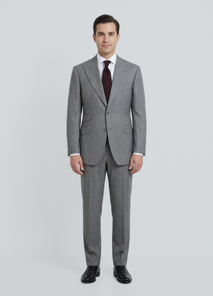 Sartoria Partenopea Men's Gray Pinstripe Silk Blend Peak Lapel Suit 40R