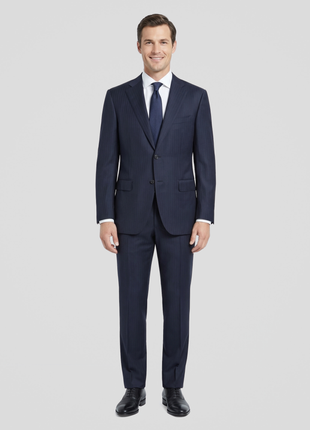 Canali Navy Pinstriped 100% Wool Suit 44R