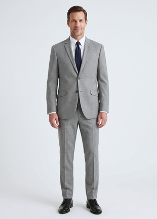 Men's Slim Fit Notch Lapels Gray Solid Suits - The Suit Depot