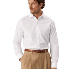 Mens Solid White Slim Fit Cutaway Collar Non Iron Cotton Dress Shirt - The Suit Depot