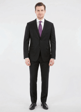 John Varvatos Half-Canvassed Black Two Button Wool Blend Suit