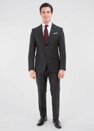 John Varvatos Half-Canvassed Charcoal Two Button Wool Blend Suit