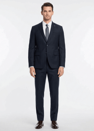 John Varvatos Half-Canvassed Blue Two Button Wool Blend Cashmere Suit