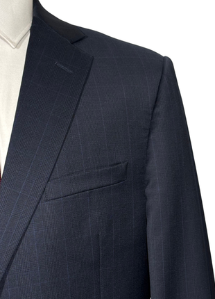 Z Zegna Mens Blue Windowpane Notch Lapel Classic Fit 2-Button Wool Suit - 42R