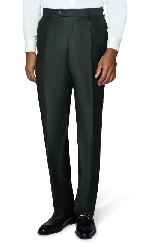 Beragamo Elegant Men's Solid Olive 100% Wool Classic Fit Vested Suit