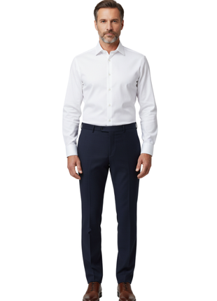 Men's Regular Fit Flat Front Wool Suit Pant