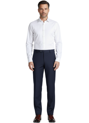Men's Regular Fit Flat Front Wool Suit Pant - The Suit Depot