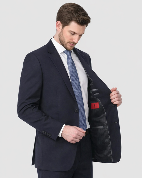 Raphael Classic Fit Solid Navy Blue Two Button Wool-touch Suit