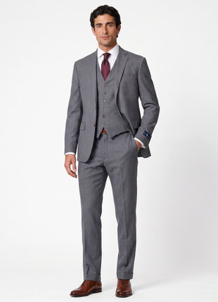 Polo Ralph Lauren Mens Gray Textured Notch Lapel Custom Fit 3-Piece Wool Suit - 40L