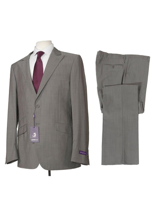 Napoli Mens Solid Gray 100% Wool Slim Fit 2 Piece Suit