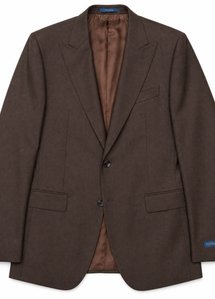 Tovaglia Mens Solid Dark Brown Slim Fit Peak Lapel Wool 3 Piece Suit
