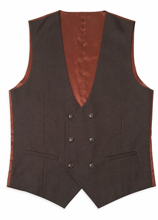 Tovaglia Mens Solid Dark Brown Slim Fit Peak Lapel Wool 3 Piece Suit