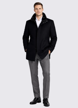 The Montreal Collection Windsor Black Down-Insulated Wool Car Coat