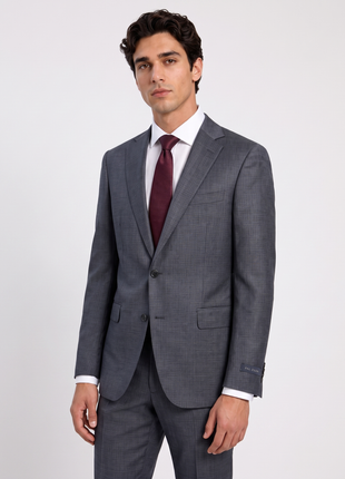 Pal Zileri Mens Gray Micro Check Notch Lapel Classic Fit 2-button Wool Suit - 42L