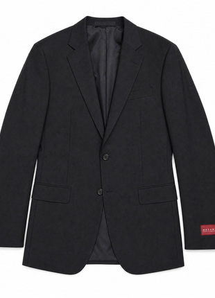 Mazara Mens Black Tonal Stripe Slim Fit Notch Lapel Wool 2 Button Suit