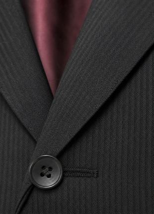 Mazara Mens Black Tonal Stripe Slim Fit Notch Lapel Wool 2 Button Suit