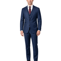Extrema Solid Blue Regular Fit Reda Wool 3-Piece Suit - The Suit Depot