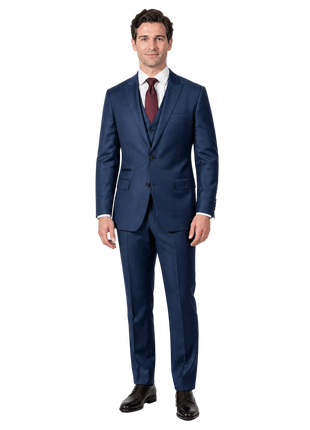 Extrema Solid Blue Regular Fit Reda Wool 3-Piece Suit - The Suit Depot