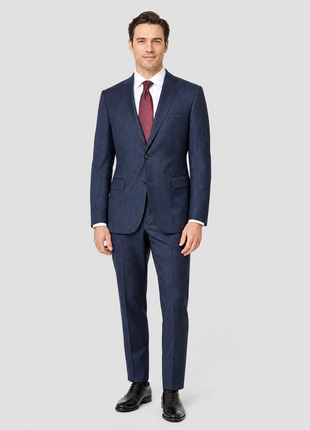 Z Zegna Mens Blue Windowpane Notch Lapel Classic Fit 2-Button Wool Suit - 42R