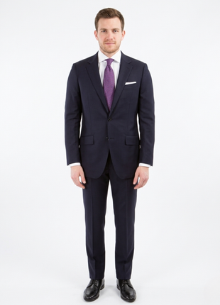 Sartoria Mazara Mens Navy Blue Striped Classic Fit Wool Silk 2 Piece Suit