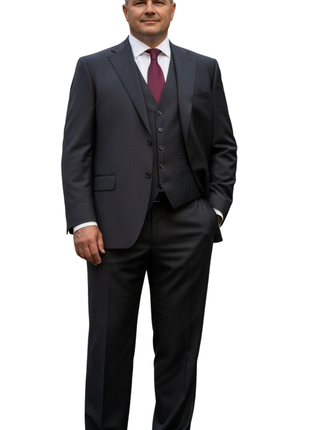 Canali 1934 Mens Charcoal Gray Striped 100% Wool Portly Fit 3 Piece Suit 46S