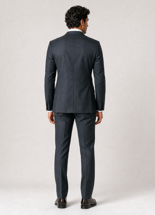Tovaglia Mens Solid Dark Green Slim Fit Peak Lapel Wool 3 Piece Suit