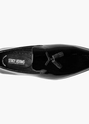Stacy Adams Boys Solid Black Tassel Slip On Patent Leather Tuxedo Dress Shoes - The Suit Depot