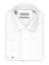 Thumbnail for Steven Land SHIRTS Steven Land 100% Cotton White Textured French Cuff Classic Fit Dress Shirt