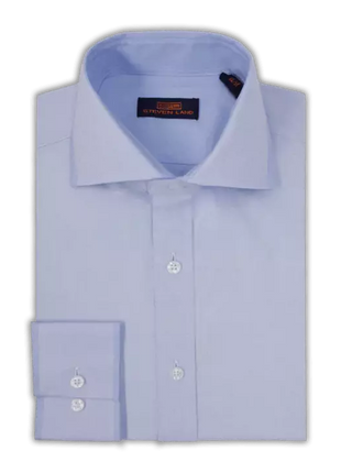 Steven Land SHIRTS Steven Land Men's 100% Cotton Blue Classic Fit Spread Collar Dress Shirt