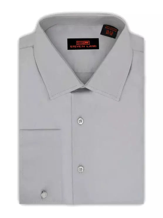 Steven Land Men's 100% Cotton Solid Silver French Cuff Non-Iron Dress Shirt, 16 1/2 / 36/37 Steven Land Men's 100% Cotton Solid Silver French Cuff Non-Iron Dress Shirt, 16 1/2 / 36/37