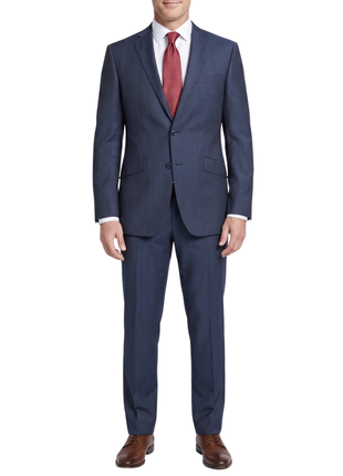 Bartorelli Napoli Mens Blue Subtle Stripe Notch Lapel Classic Fit 2-Button Wool Suit  - 38R
