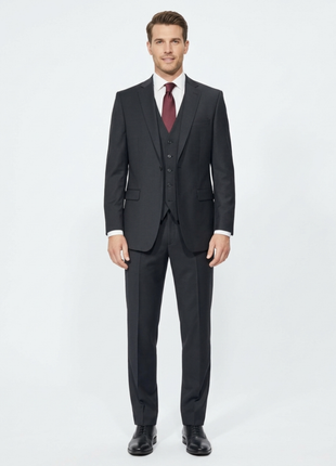 Cleo Luxor Black Regular Fit Wool Stretch 3 Piece Suit