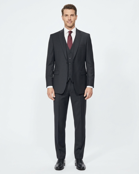 Cleo Luxor Black Regular Fit Wool Stretch 3 Piece Suit – The Suit