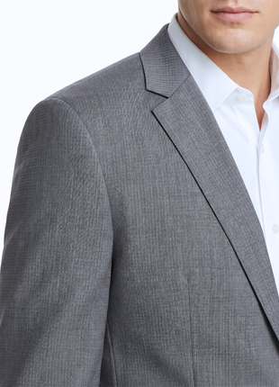 Hugo Boss Gray Micro Check Classic Fit Notch Lapel Wool 2-Button Suit 40R