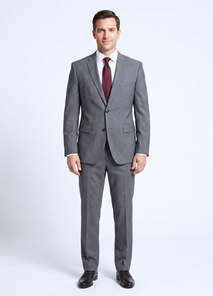 Hugo Boss Gray Micro Check Classic Fit Notch Lapel Wool 2-Button Suit 40R
