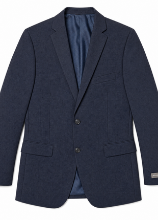Michael Kors Navy Micro Check Notch Lapel Classic Fit 2-Button Wool Blend Suit - 42S