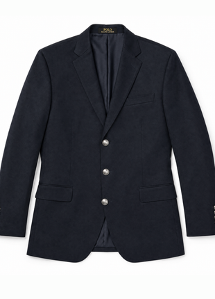 Polo Ralph Lauren Mens Solid Black Notch Lapel Custom Fit 3-Piece Wool Suit - 40L